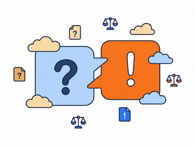 Вопрос и ответ — облачка диалога с юридическими иконками
